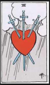 Zwaarden 3 uit het Waite Tarot Deck